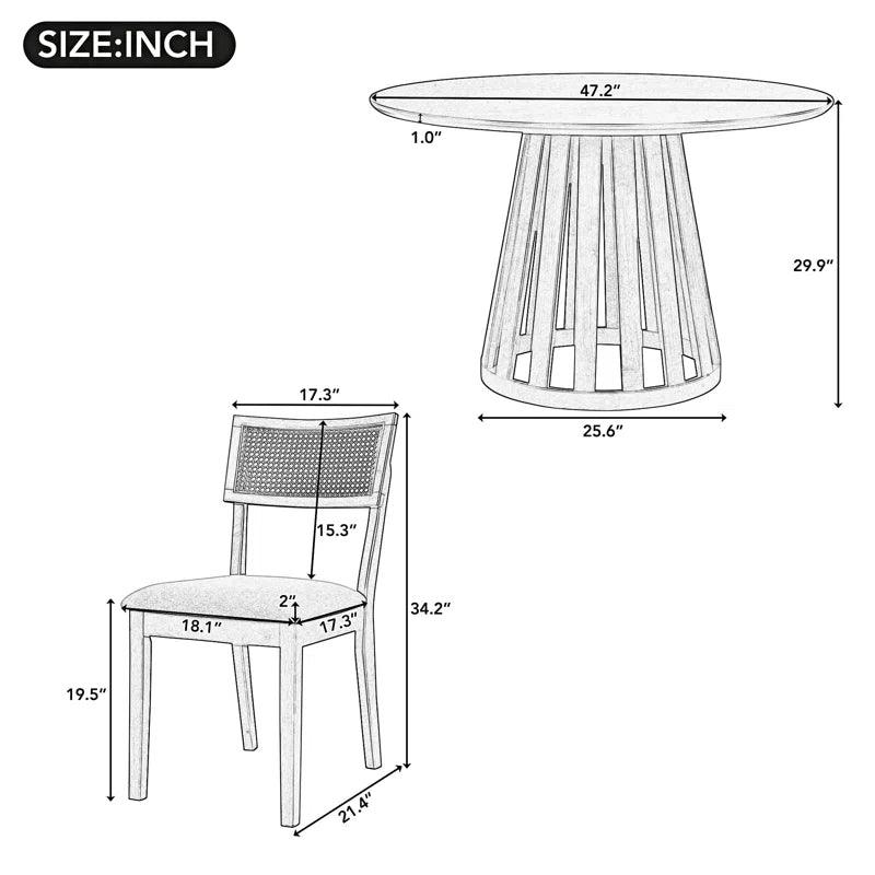 5 Piece Dining Set Round Dining Table Set Small Kitchen Table Set - Ouch Cart 