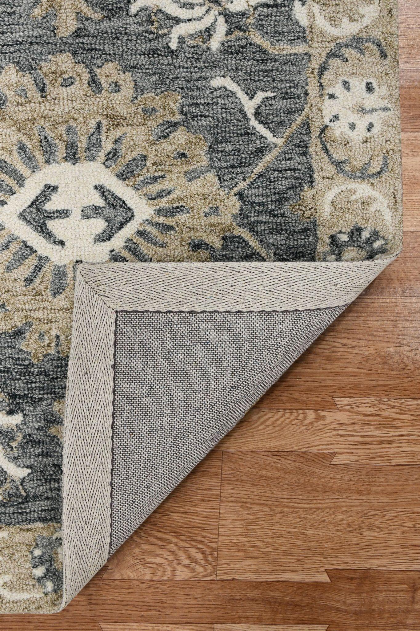 Gray Wool Romania 8X10 Feet Hand-Tufted Carpet - Rug - Ouch Cart 