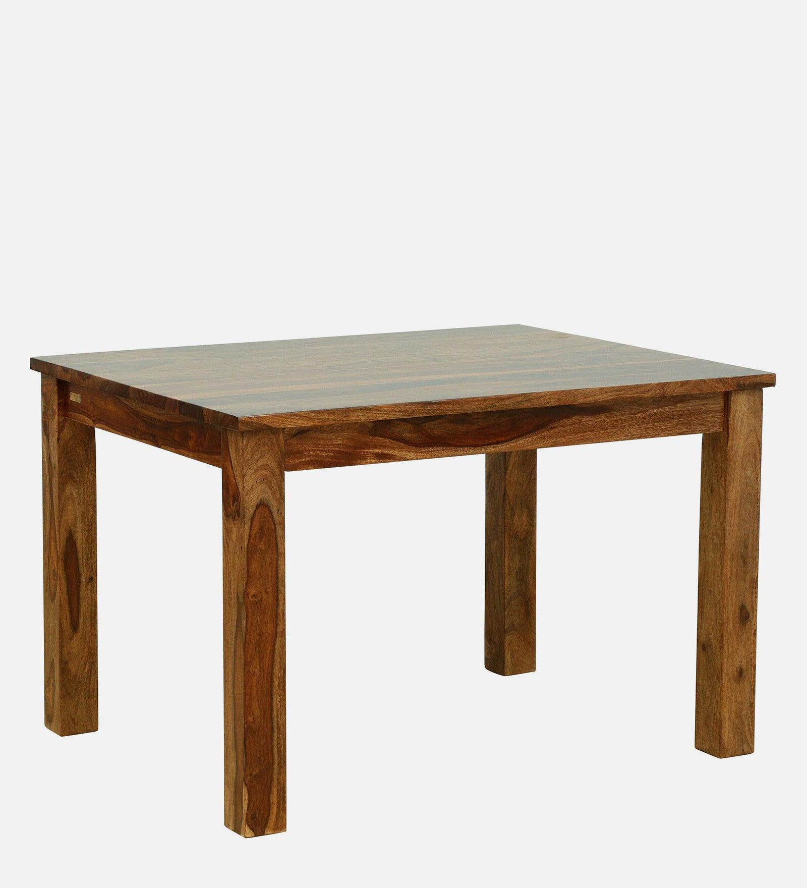 Sheesham Wood 4 Seater Dining Set In Rustic Teak Finish With Bench - Ouch Cart 