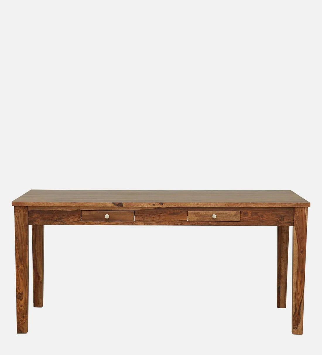 Kentan Sheesham Wood 6 Seater Dining Set In Rustic Teak With Bench, - Ouch Cart 