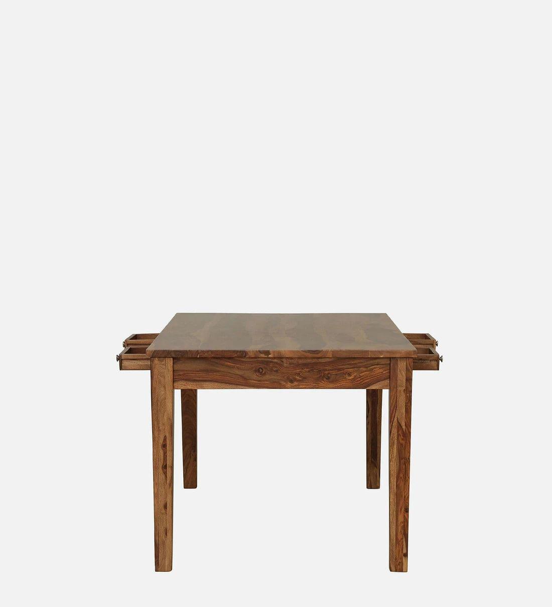 Kentan Sheesham Wood 6 Seater Dining Set In Rustic Teak With Bench, - Ouch Cart 