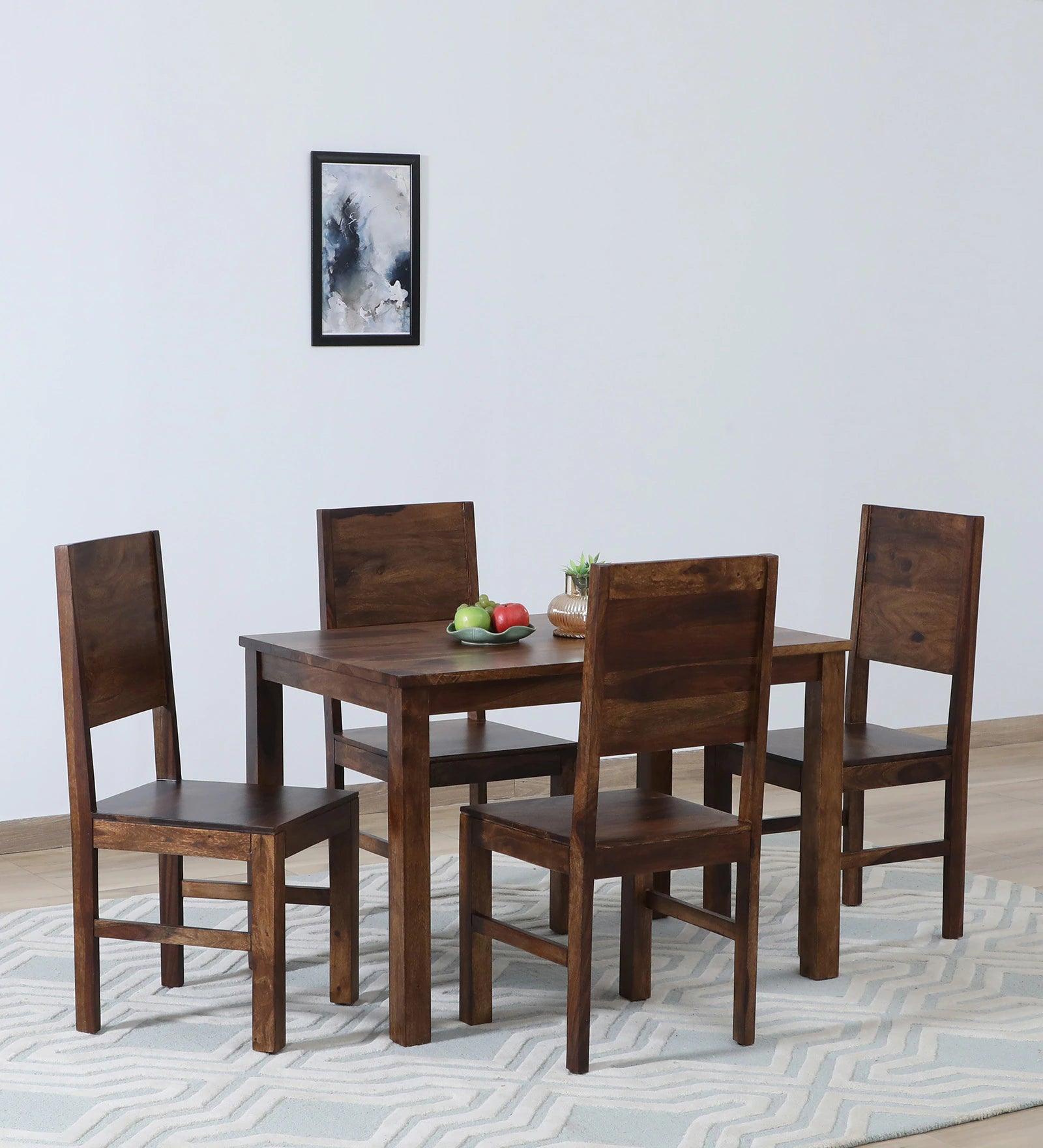 Sheesham Wood 4 seater Dining Set in Provincial Teak Finish - Ouch Cart 