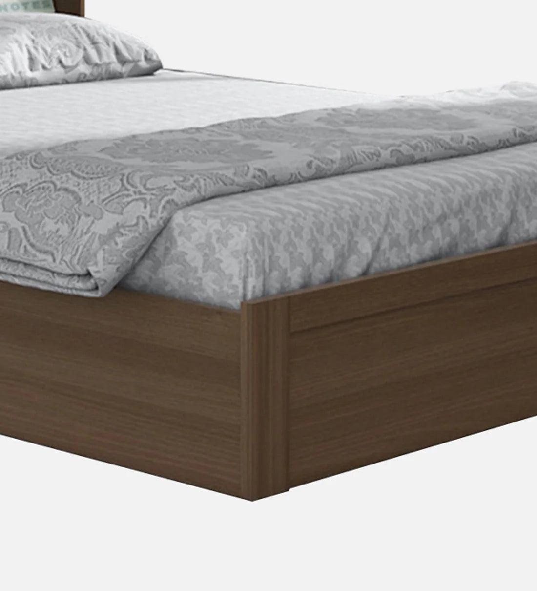 King Size Bed in Brown Finish with Box Storage - Ouch Cart 
