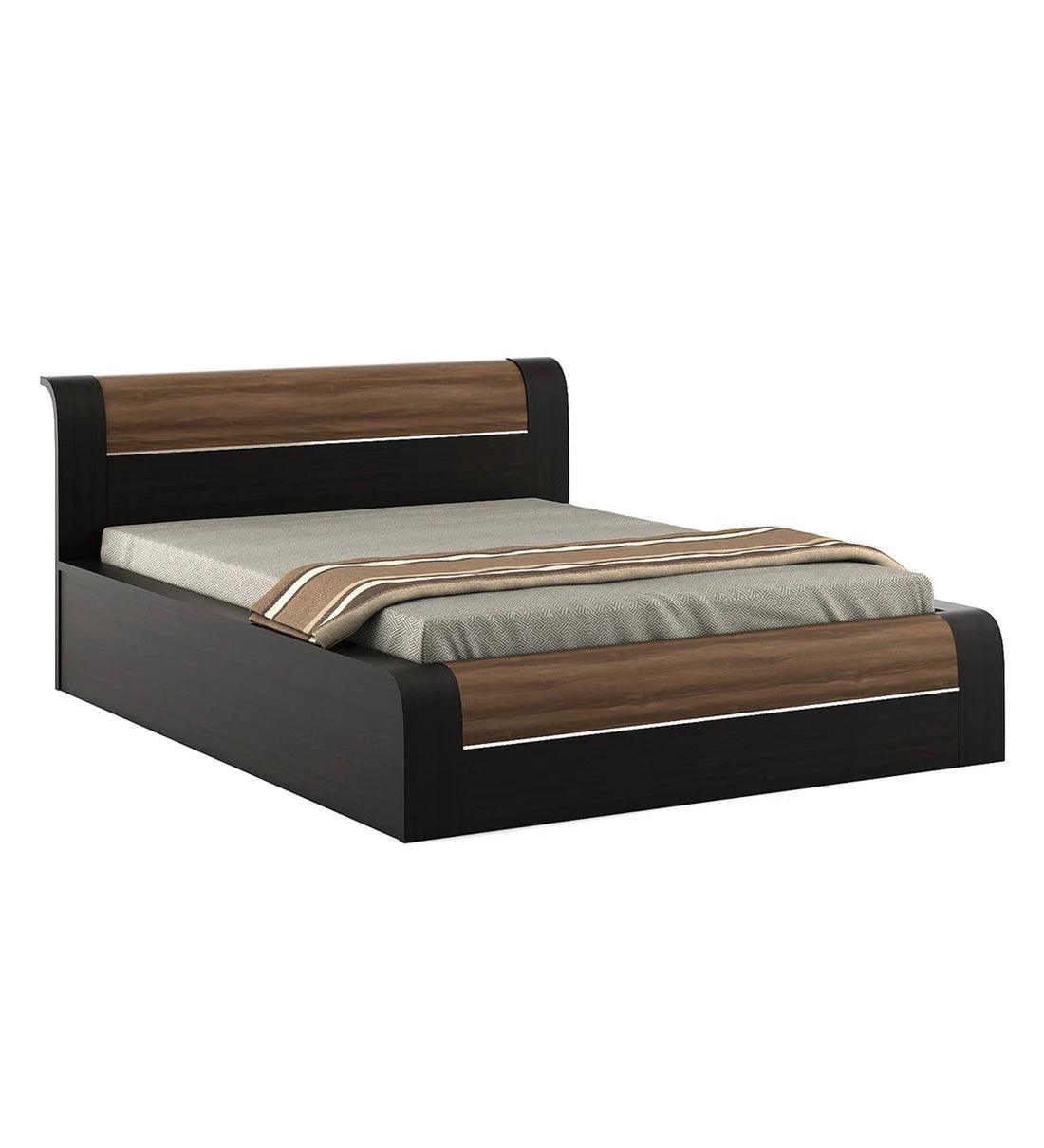 King Size Bed in Natural Wenge Woodpore Finish with Hydraulic Storage - Ouch Cart 