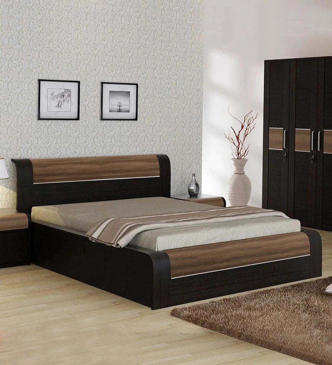 Amazon King Size Bed in Natural Wenge Woodpore Finish with Hydraulic Storage