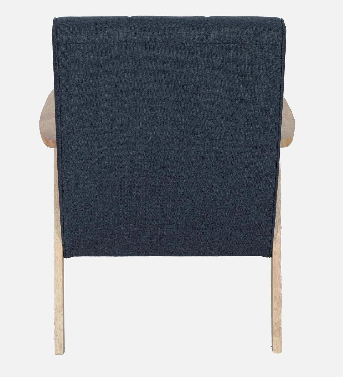 Solid Wood 1 Seater Sofa in Natural & Navy Finish - Ouch Cart 