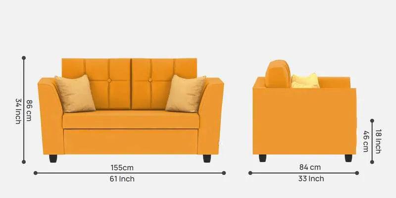 Velvet 2 Seater Sofa In Saffron Yellow Colour - Ouch Cart 