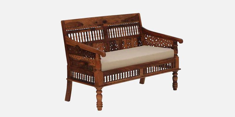 Sheesham Wood 2 Seater Sofa In Honey Oak Finish - Ouch Cart 