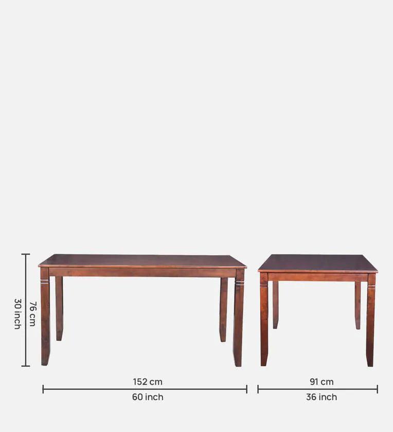 Solid Wood 6 Seater Dining Set In Brown Colour - Ouch Cart 