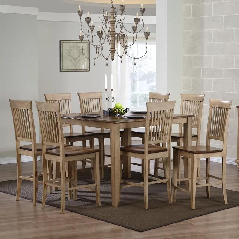 Valley 9 - Piece Solid Wood Top Dining Set - Ouch Cart 