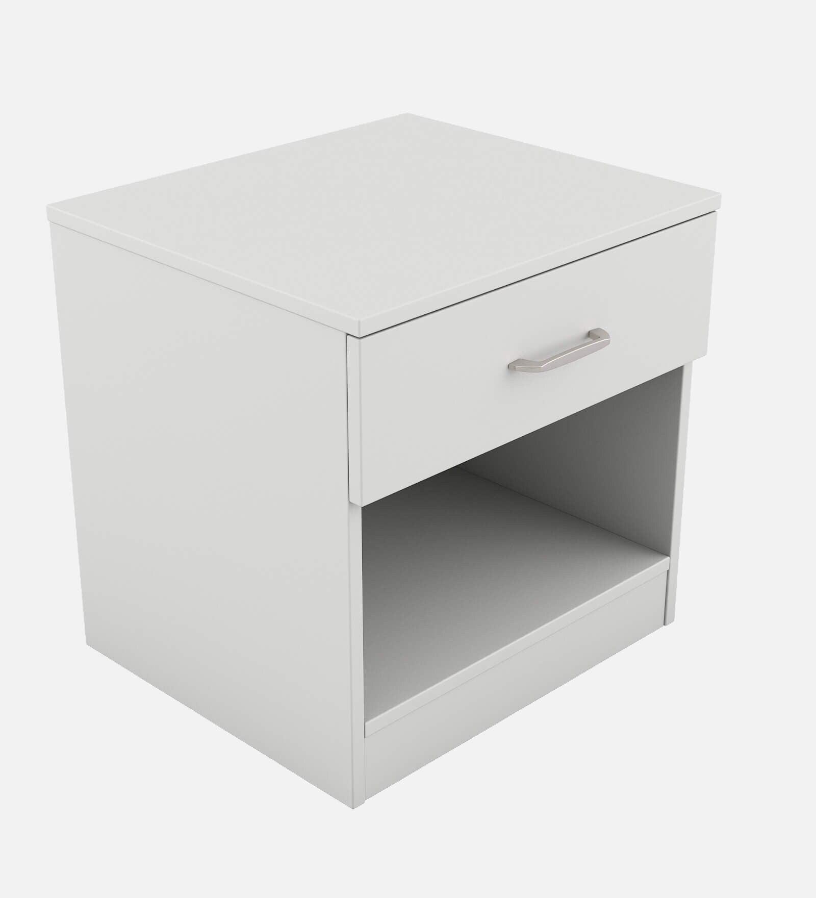 Bedside Table in Frosty White Finish with Drawer - Ouch Cart 