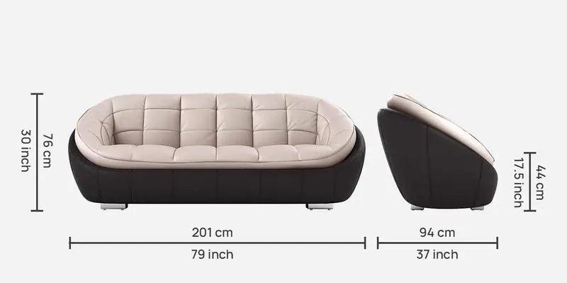 Leatherette 3 Seater Sofa in Black & Beige Colour - Ouch Cart 