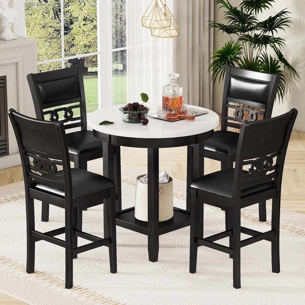 5 - Piece Faux Marble Top Dining Set - Ouch Cart 