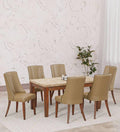 Solid Wood 6 Seater Dinning Table In Milan Walnut Finish