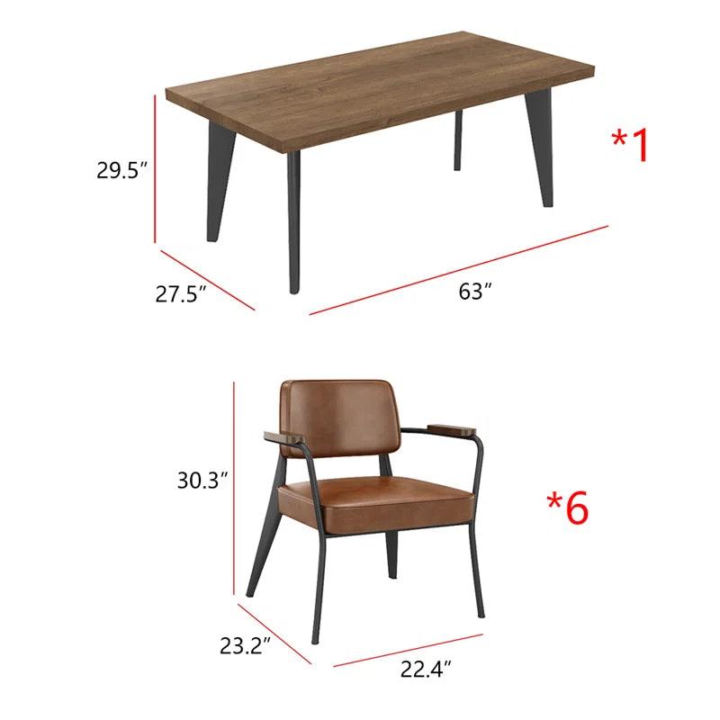 7 - Piece Solid Wood Top Dining Set - Ouch Cart 