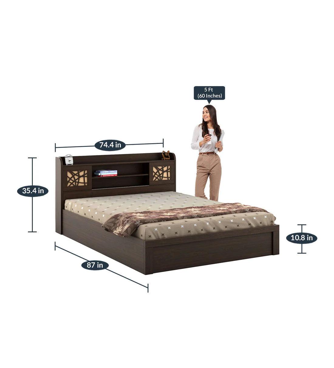 Mayflower King Size Bed in Vermount Woodpore Finish with Hydraulic Storage - Ouch Cart 
