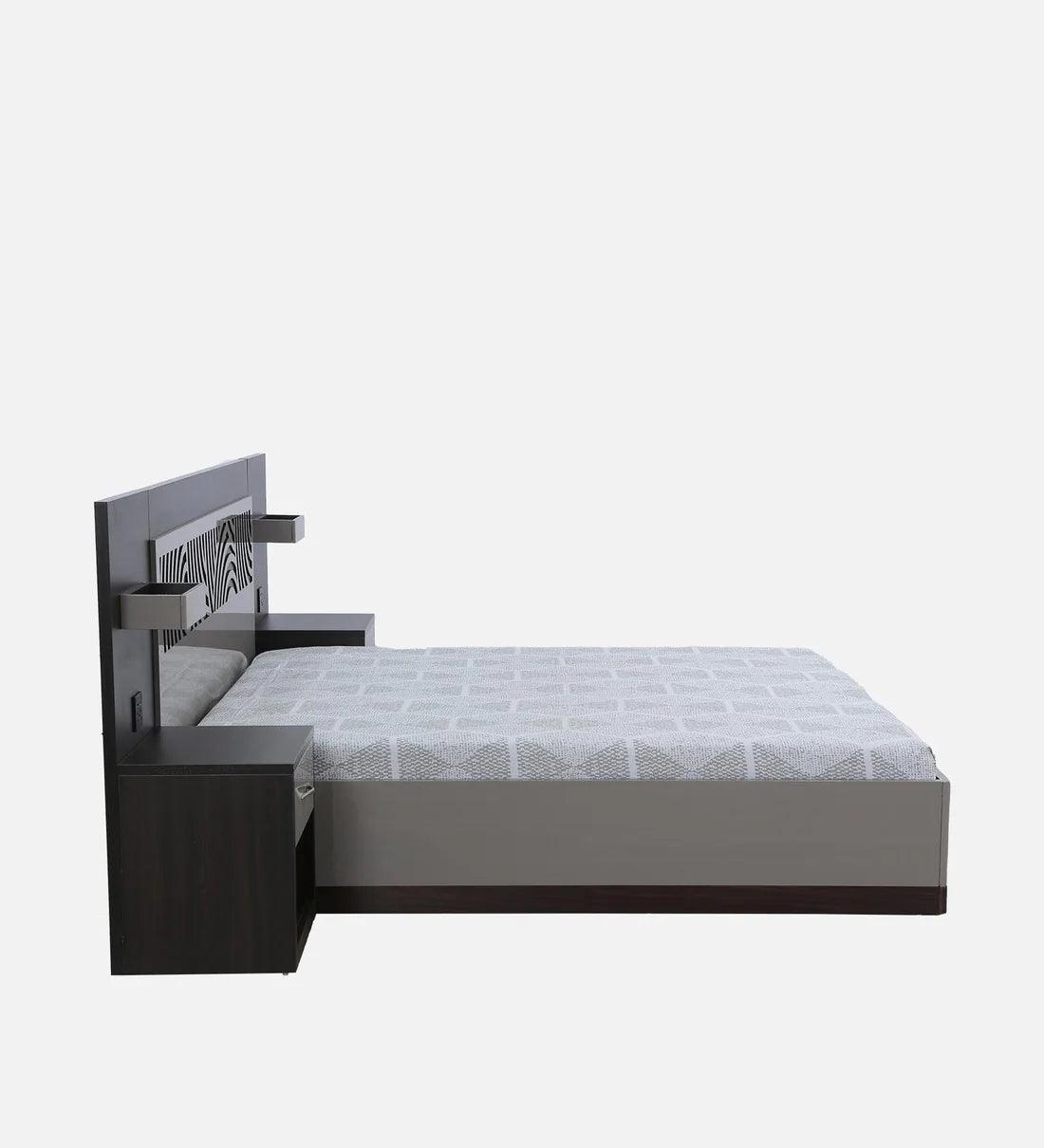 Ripple King Size Bed in High Gloss Grey Finish with Hydraulic Storage