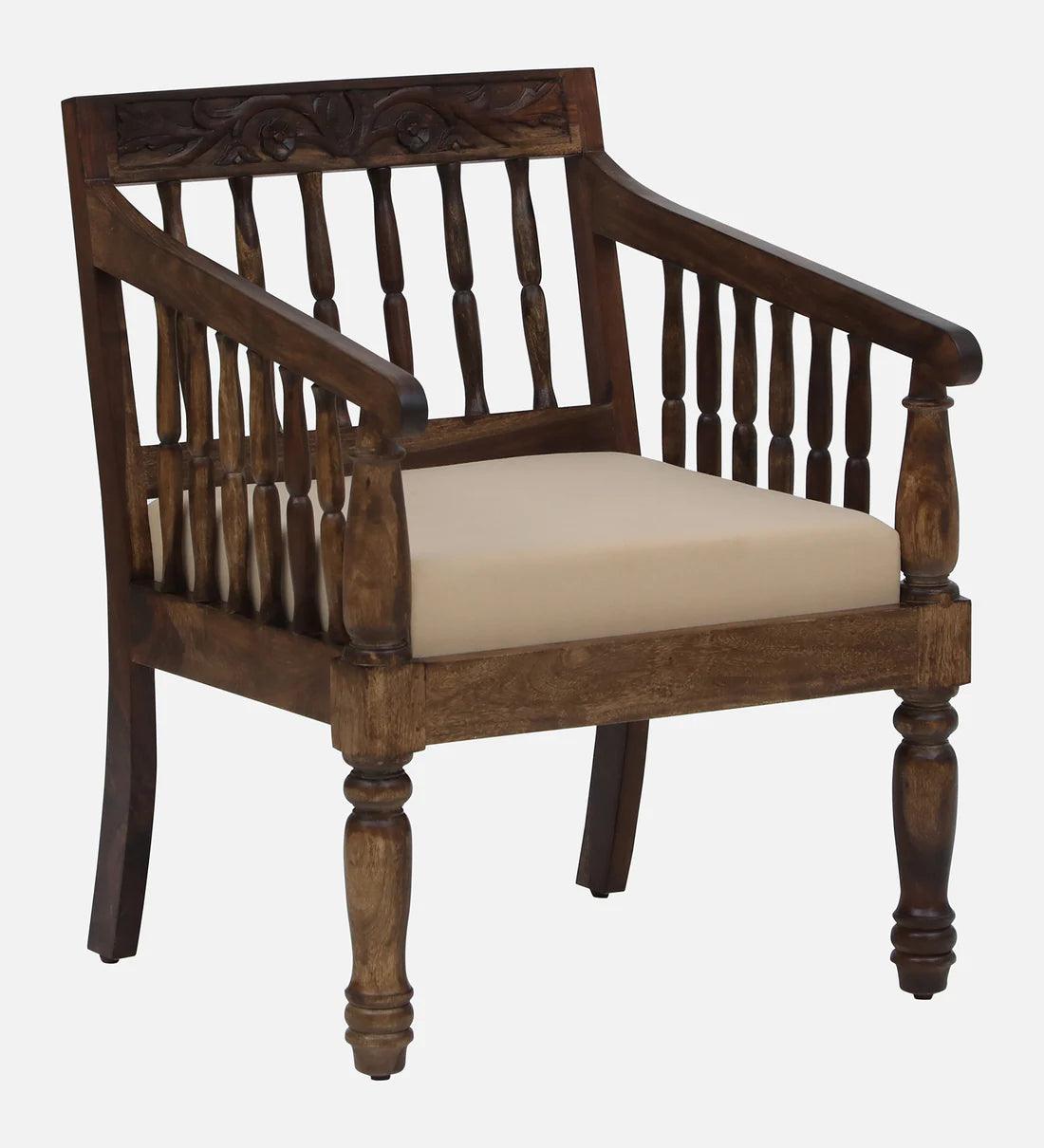 Sheesham Wood 1 Seater Sofa In Provincial Teak Finish - Ouch Cart 