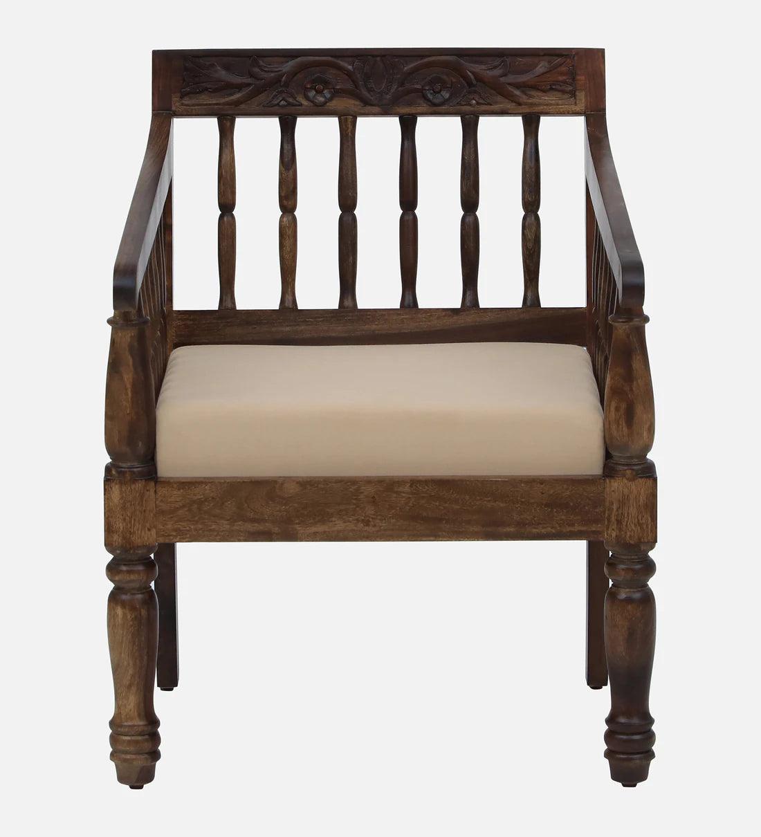 Sheesham Wood 1 Seater Sofa In Provincial Teak Finish - Ouch Cart 