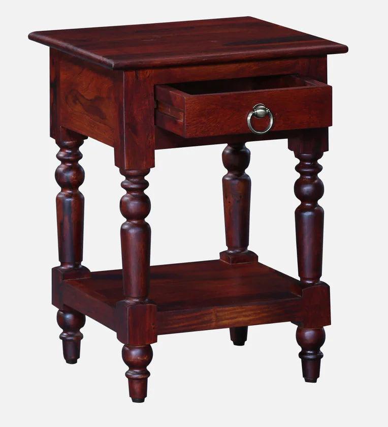 Sheesham Wood Night Stand In Honey Oak Finish - Ouch Cart 