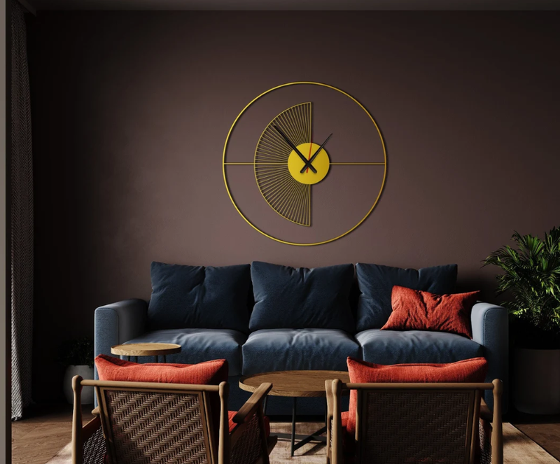 Ring and Moon gold wallclock