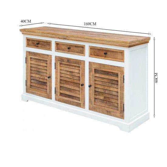 Whitewave Solid Wood Sideboard with Three Drawer and Door Storage Unit 160x90x40 CM (Sideboard) - Ouch Cart 