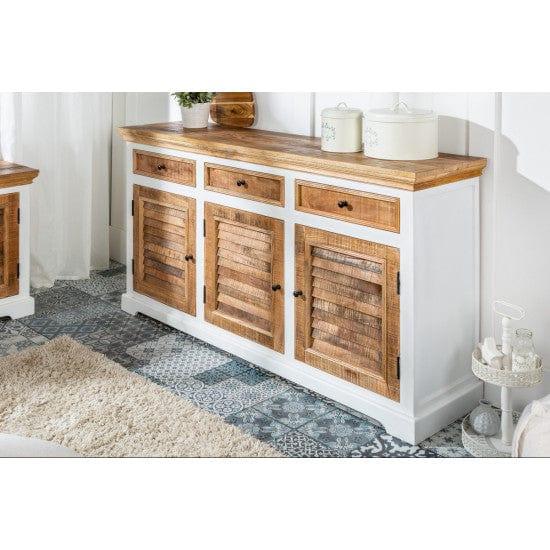 Whitewave Solid Wood Sideboard with Three Drawer and Door Storage Unit 160x90x40 CM (Sideboard) - Ouch Cart 