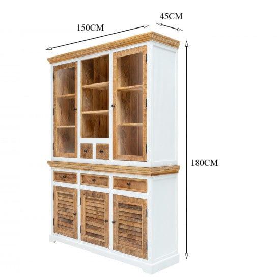 Whitewave Solid Wood Crockery Cabinet | Large Hutch Cabinet | Kitchen Storage Furniture 150x45x180 CM (Crockery Cabinet)