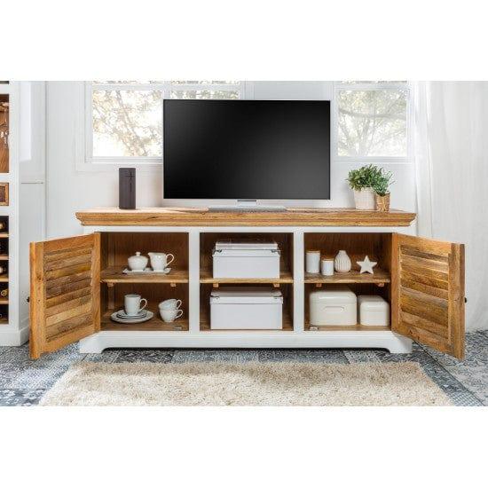 Whitewave Solid Wood Tv Cabinet Two Door Storage Unit | Entertainment Unit 160x70x45 CM (Tv Unit) - Ouch Cart 