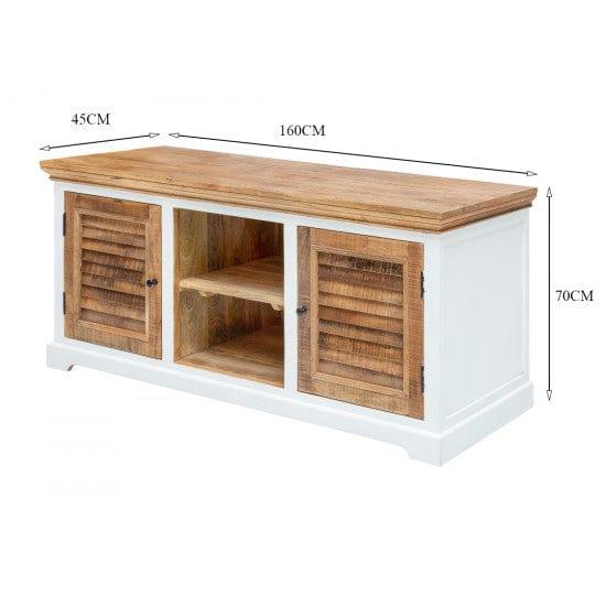 Whitewave Solid Wood Tv Cabinet Two Door Storage Unit | Entertainment Unit 160x70x45 CM (Tv Unit) - Ouch Cart 