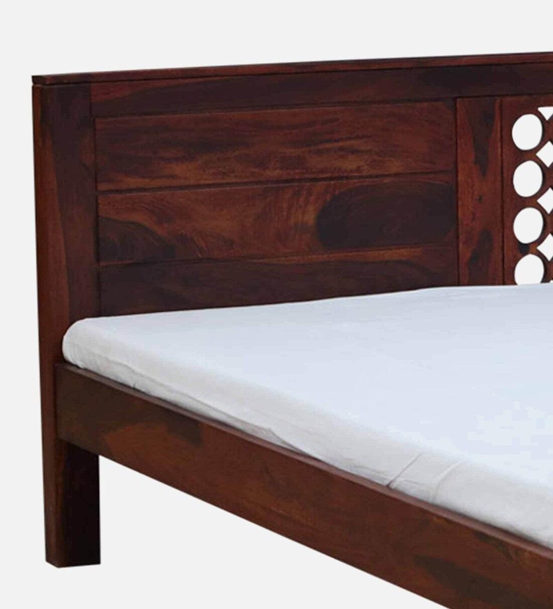 Sheesham Wood King Size Bed in Scratch Resistant Honey Oak Finish - Ouch Cart 