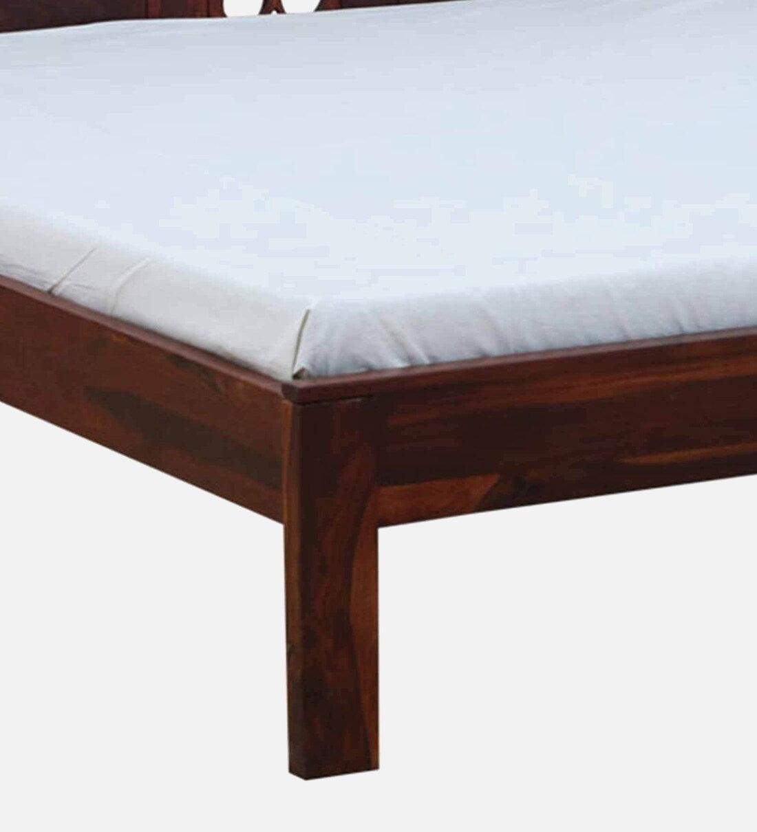 Sheesham Wood King Size Bed in Scratch Resistant Honey Oak Finish - Ouch Cart 