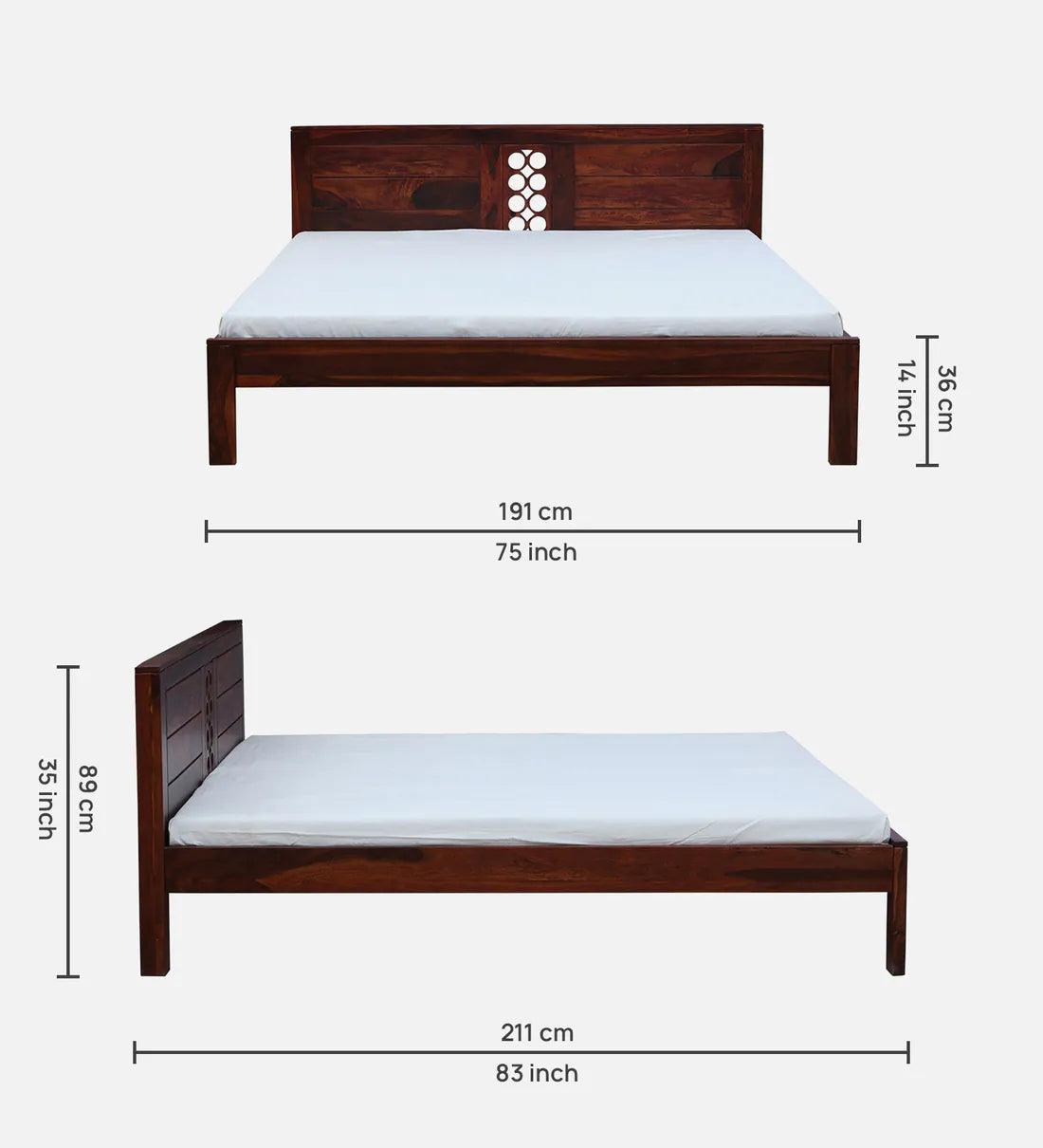 Sheesham Wood King Size Bed in Scratch Resistant Honey Oak Finish - Ouch Cart 