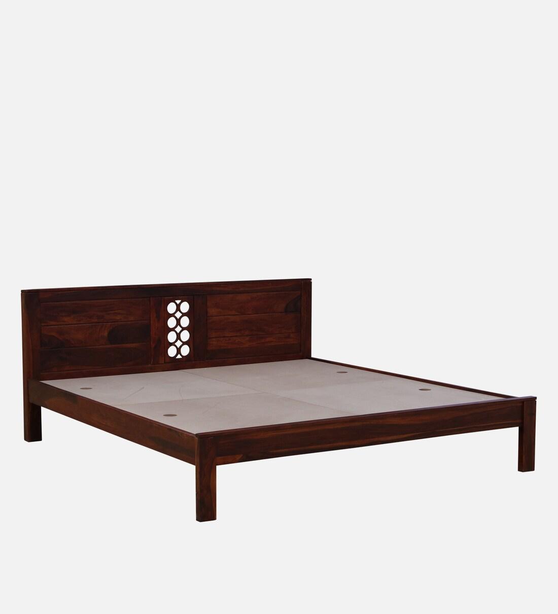 Sheesham Wood King Size Bed in Scratch Resistant Honey Oak Finish - Ouch Cart 