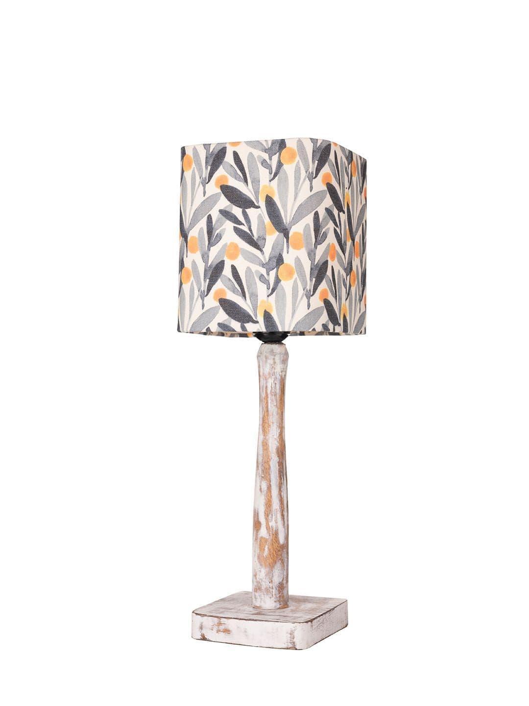 Curve Distress white Lamp with Yellow Leaves shade - Ouch Cart 