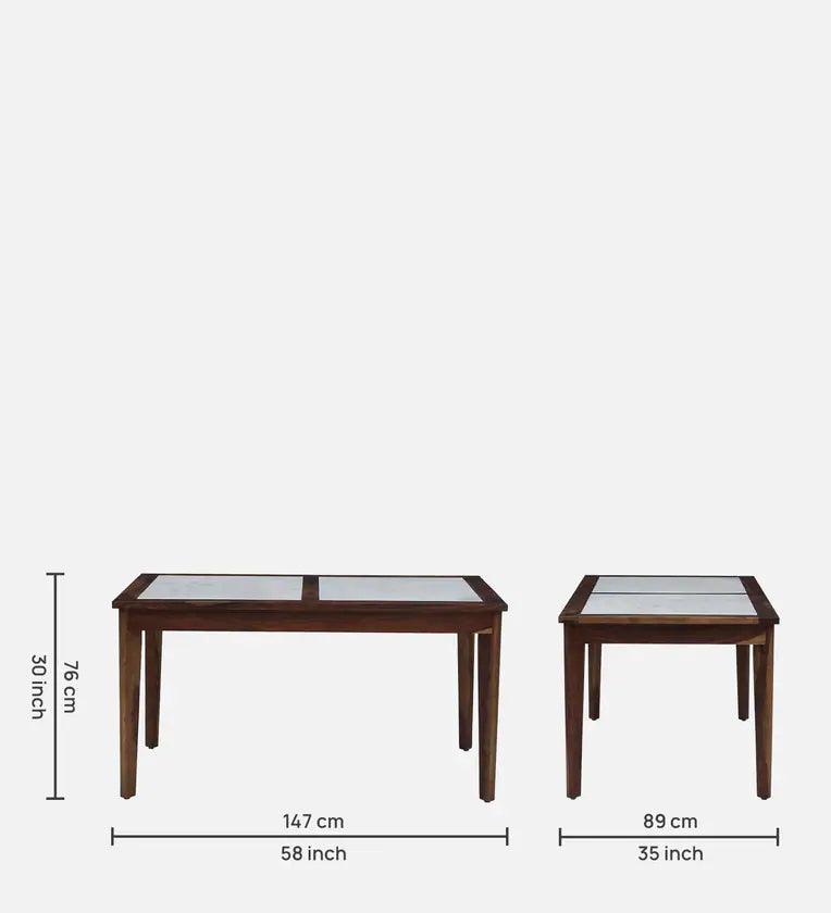 Sheesham Wood 6 Seater Dining Set In Scratch Resistant Provincial Teak Finish With Bench - Ouch Cart 