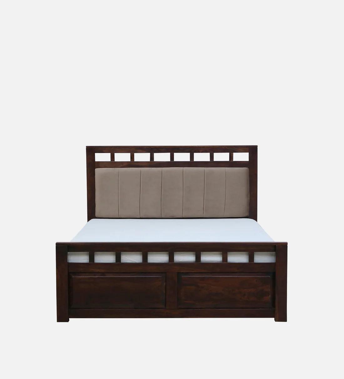 Sheesham Wood King Size Bed In Scratch Resistant Provincial Teak Finish With Drawer Storage - Ouch Cart 