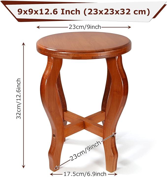 Small Wood Stool Round Wooden Foot Stool Wooden Step Stool for Kids Adults Bathroom Shoe Changing Bedside - Ouch Cart 