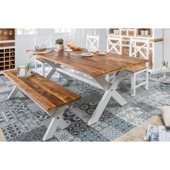 Whitewave Solid Wood Six Seater Dining Set with Bench | Full Size Dining Set | Rustic Dining Set (Dining Set 6 Seater) - Ouch Cart 