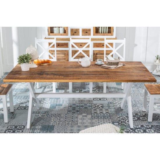 Whitewave Solid Wood Six Seater Dining Set with Bench | Full Size Dining Set | Rustic Dining Set (Dining Set 6 Seater) - Ouch Cart 