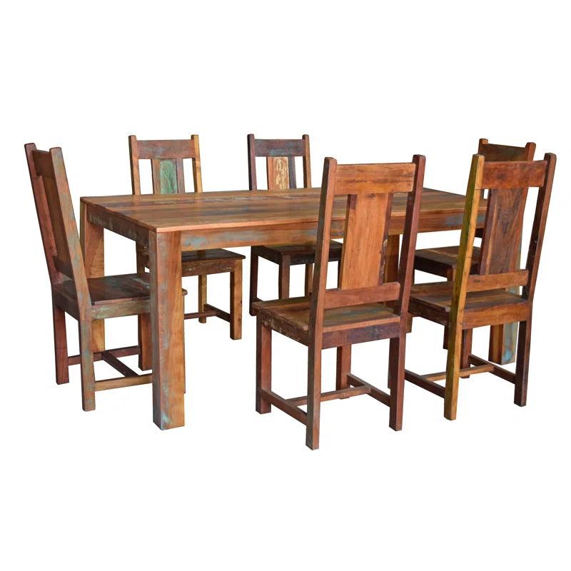 7 - Piece Solid Wood Dining Set - Ouch Cart 