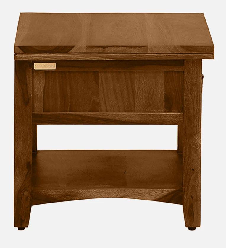 Sheesham Wood Bedside Table in Scratch Resistant Provincial Teak Finish With Drawer - Ouch Cart 