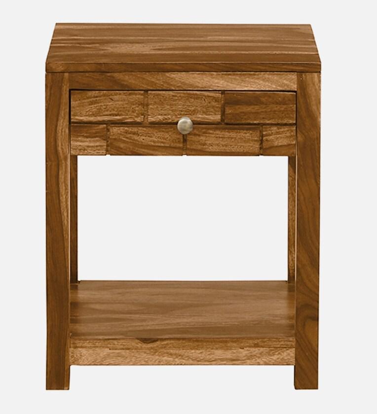 Sheesham Wood Bedside Table In Rustic Teak Finish - Ouch Cart 