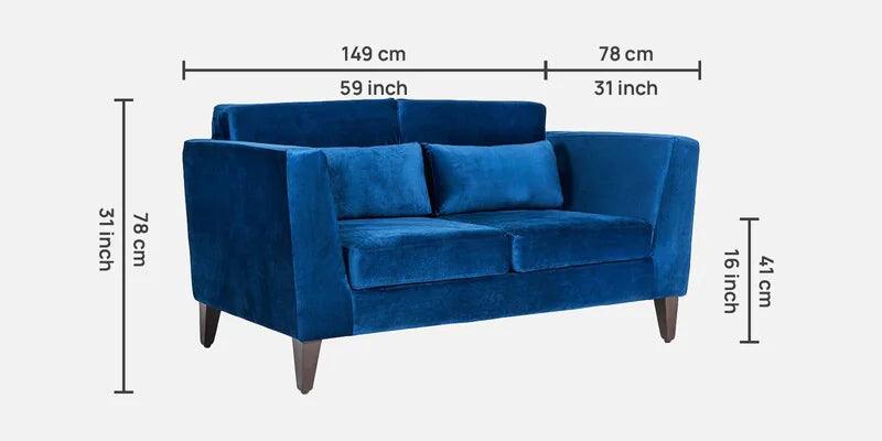 Velvet 2 Seater Sofa in Blue Colour - Ouch Cart 