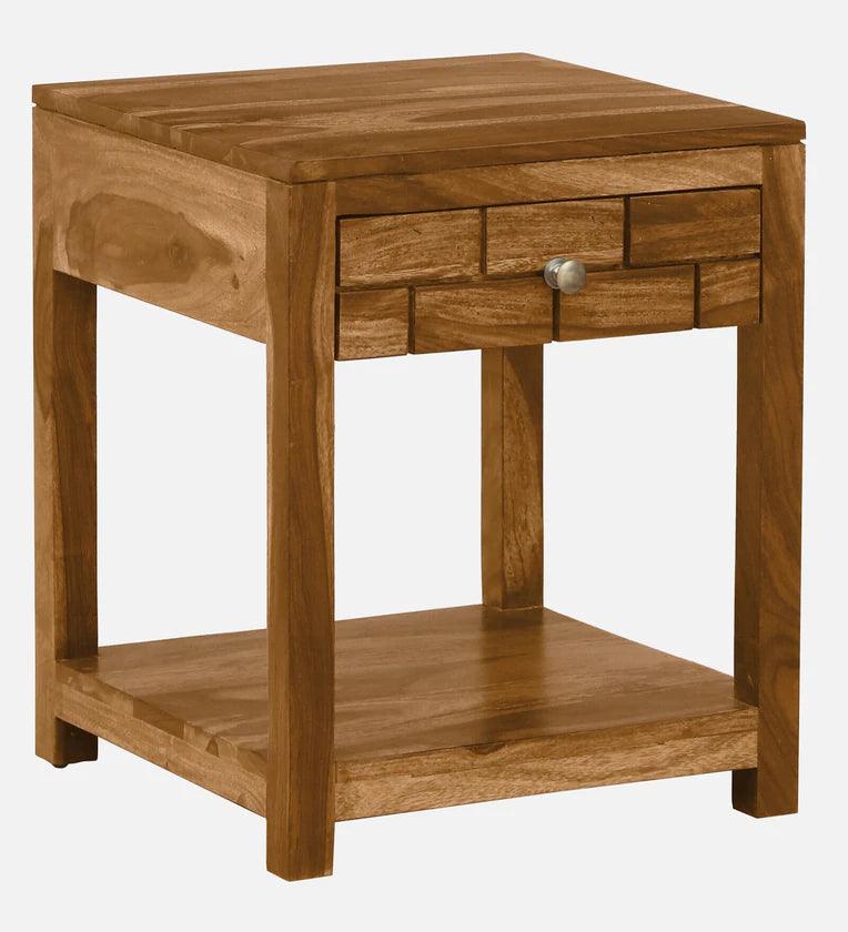 Sheesham Wood Bedside Table In Rustic Teak Finish - Ouch Cart 