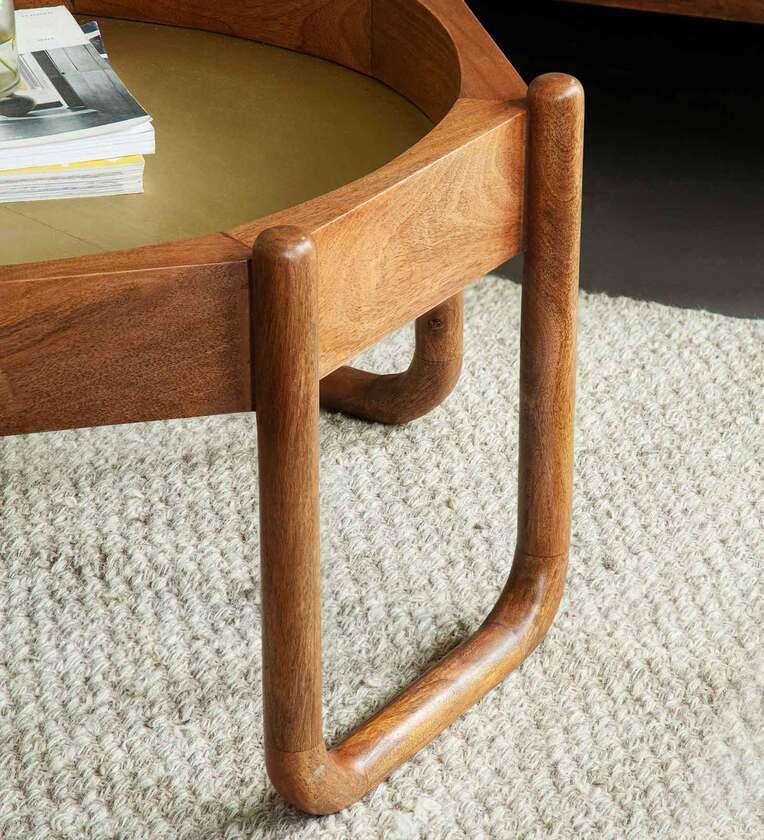 Octagon Coffee Table In Brown Colour - Ouch Cart 