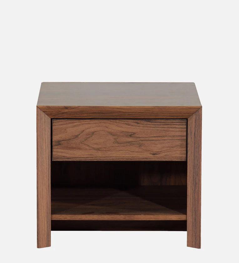 Bedside Table in Columbia Walnut Finish with Drawer - Ouch Cart 