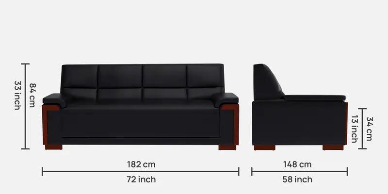 Leatherette 3 Seater Sofa in Black Colour - Ouch Cart 