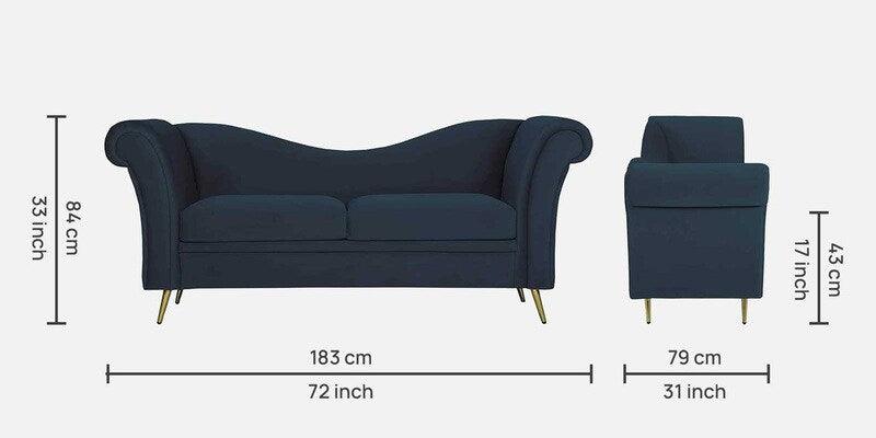 Velvet 2 Seater Sofa in Teal Blue Colour - Ouch Cart 