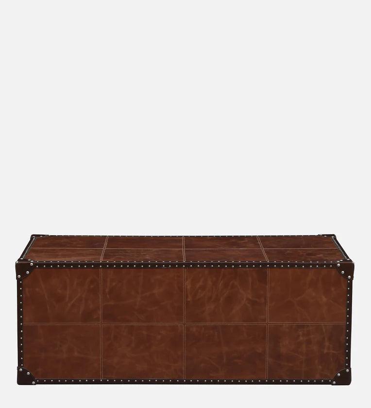 Leather Coffee Table In Vintage Brown Colour - Ouch Cart 